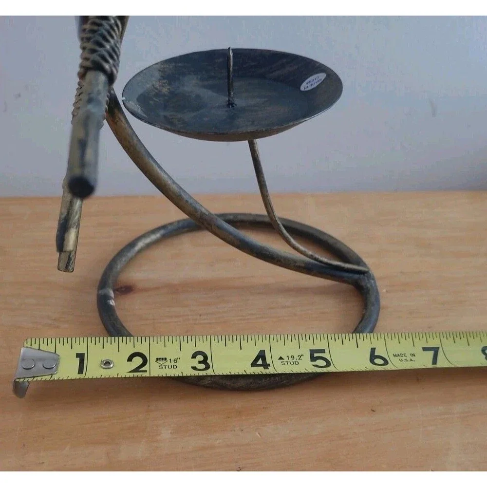 Cobalt Blue Glass Metal Celestial Candle Holder Brass Finish  11